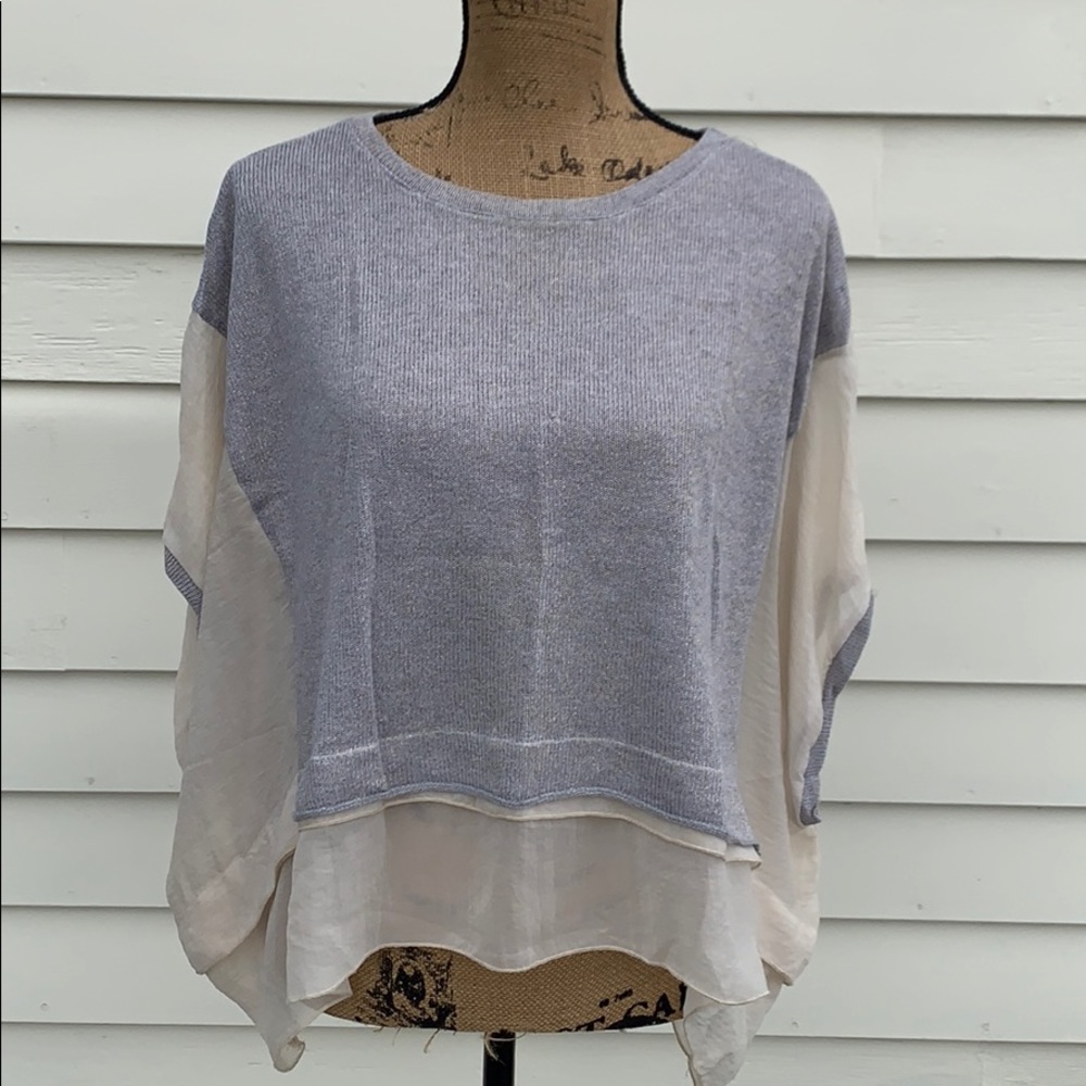 Mixed material sweater top m/l